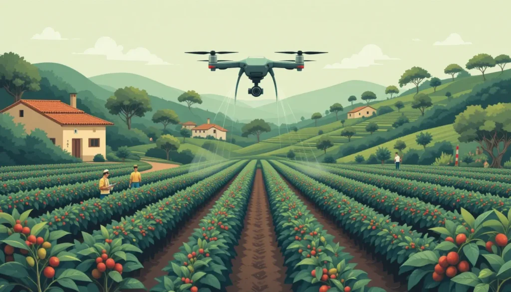 Pulverizacion con drones en Cafe