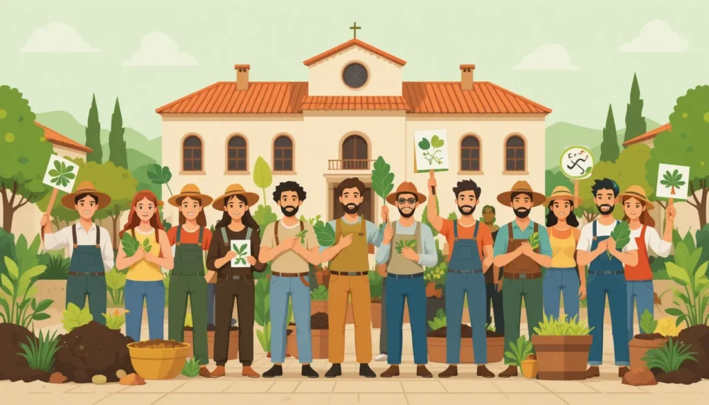 Un grupo de agricultores protestando contra el uso de agroquímicos